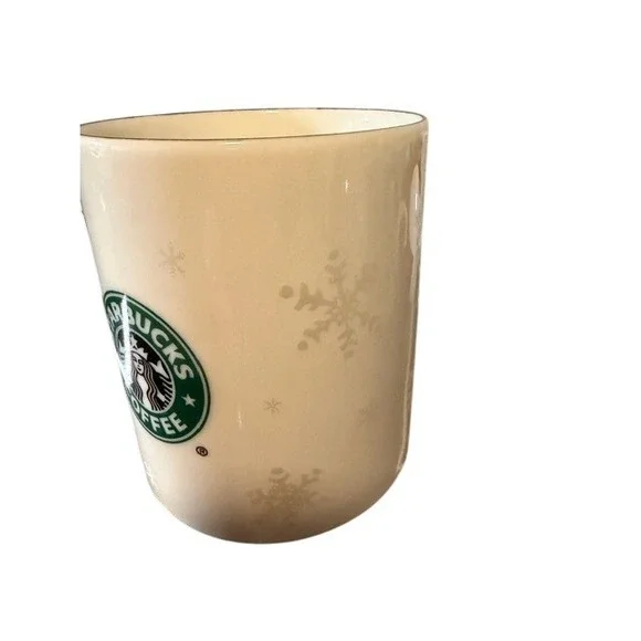 Starbucks Vintage 2001 Candy Cane Handle Mug White Snowflake Christmas Coffee - Picture 3 of 5